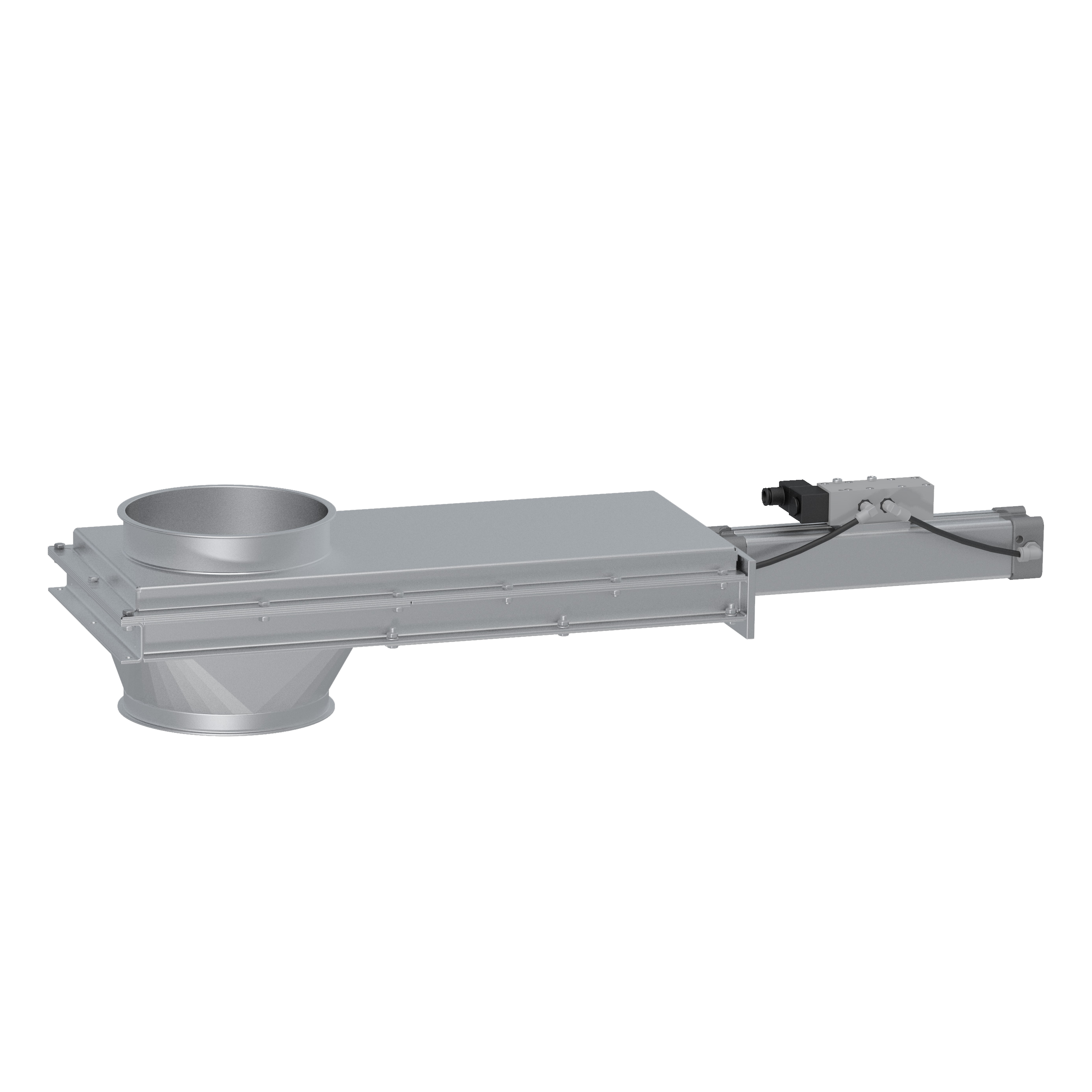 Pipe gate, 1.4301, blasted, lifting cylinder