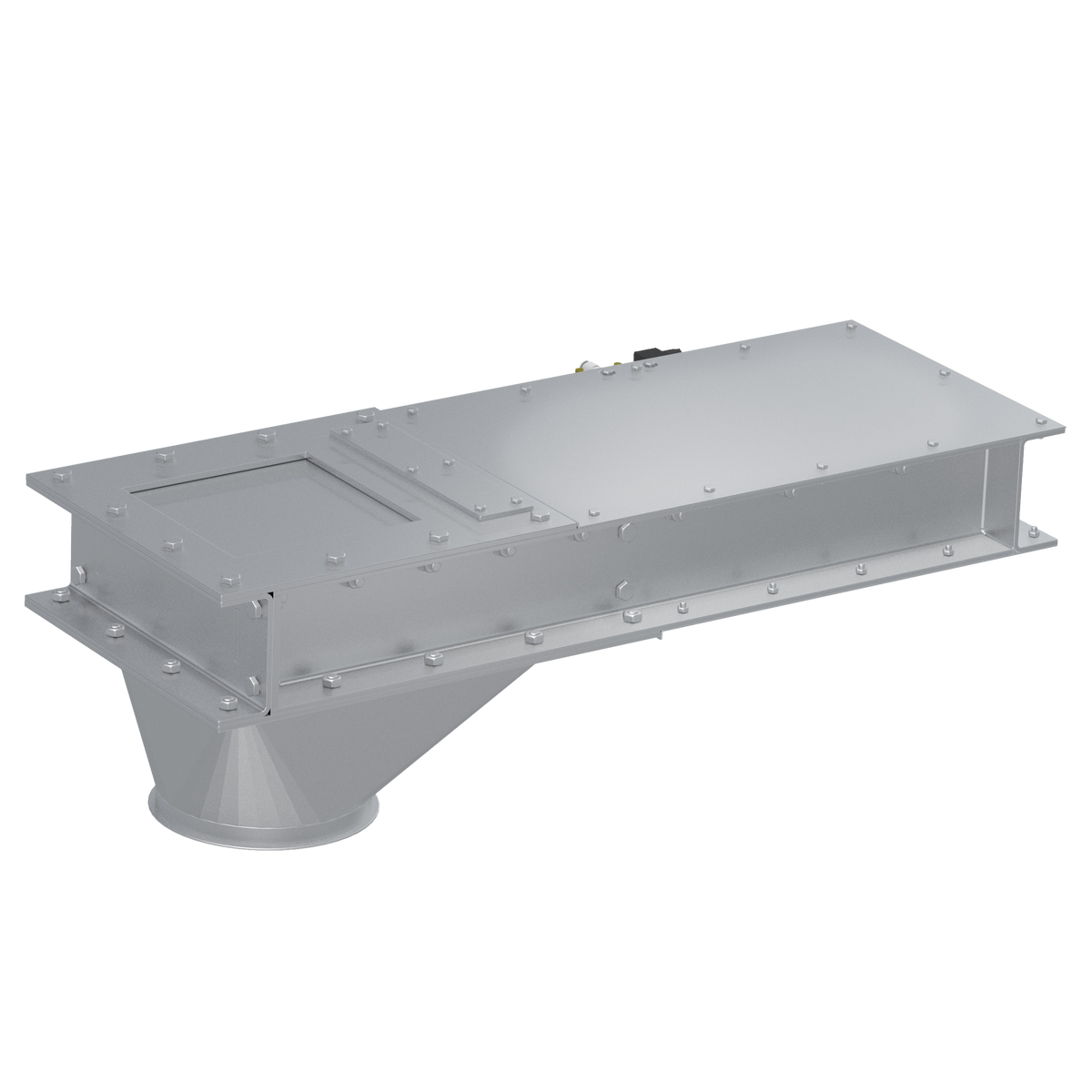 Silo outlet gate, 1.0330, hot-dip galvanized, lifting cylinder