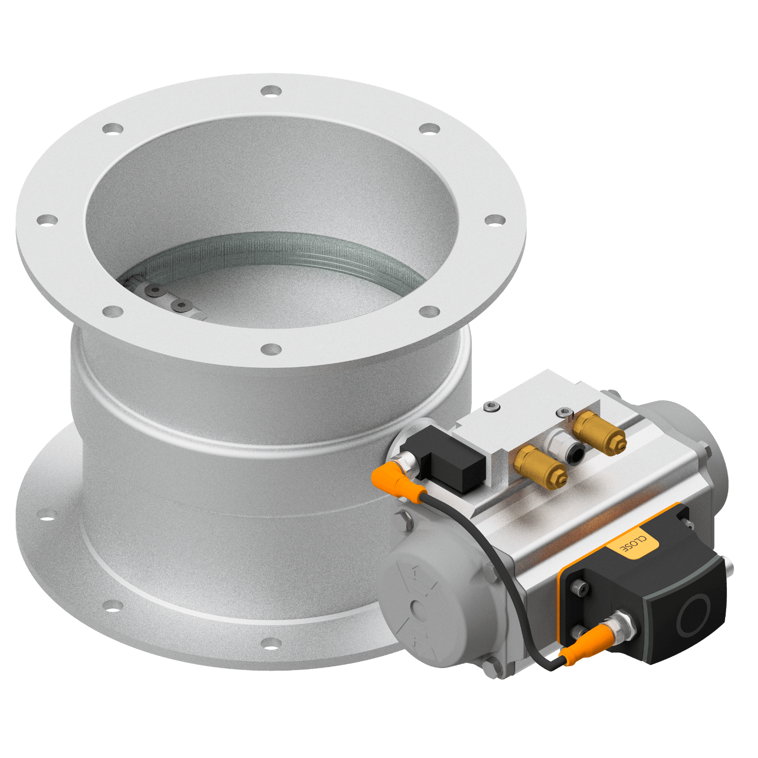 Stop valve, 1.0330, powder coated, rotary actuator