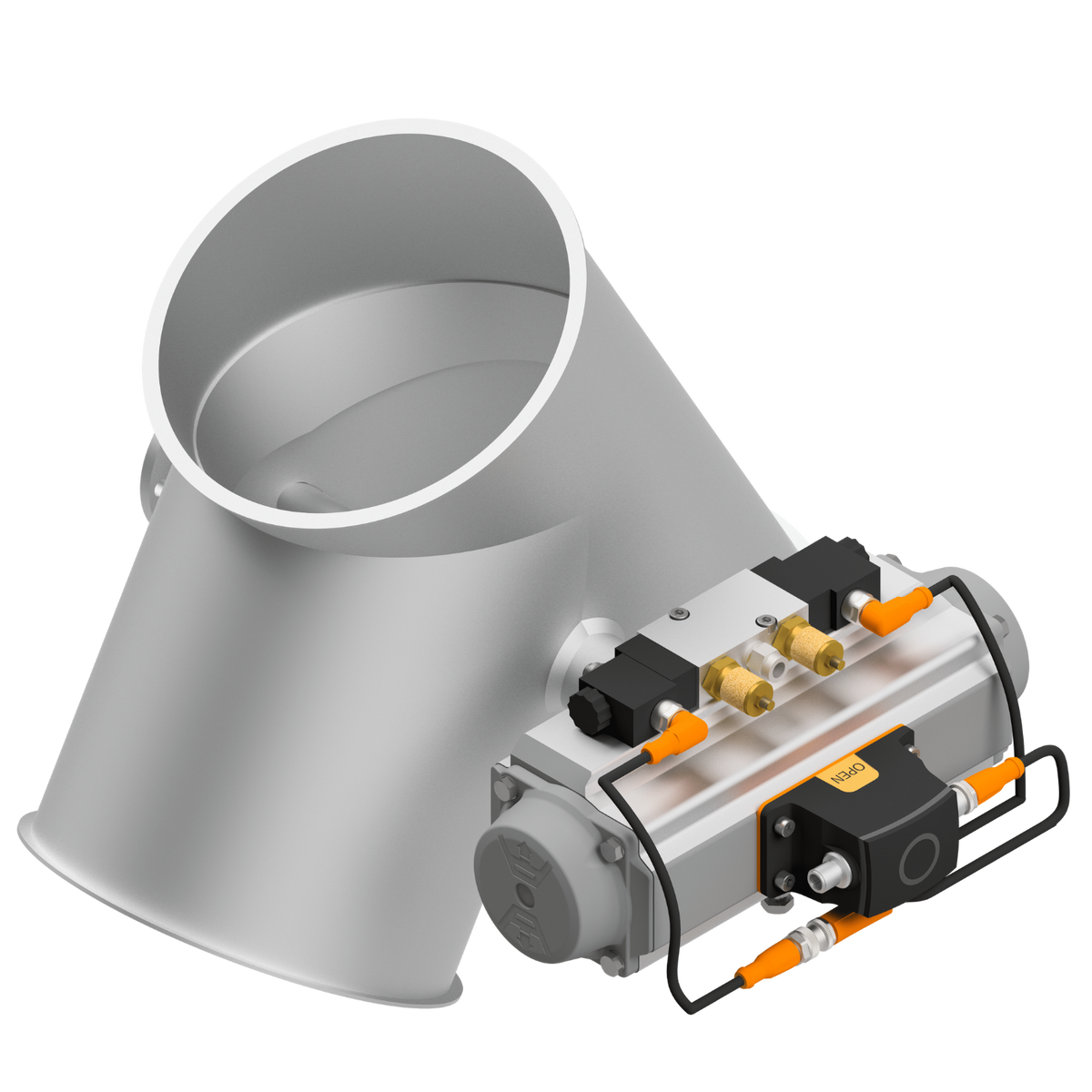 Two-way valve with collar, 1.4301, blasted, without seal, ASY, rotary actuator