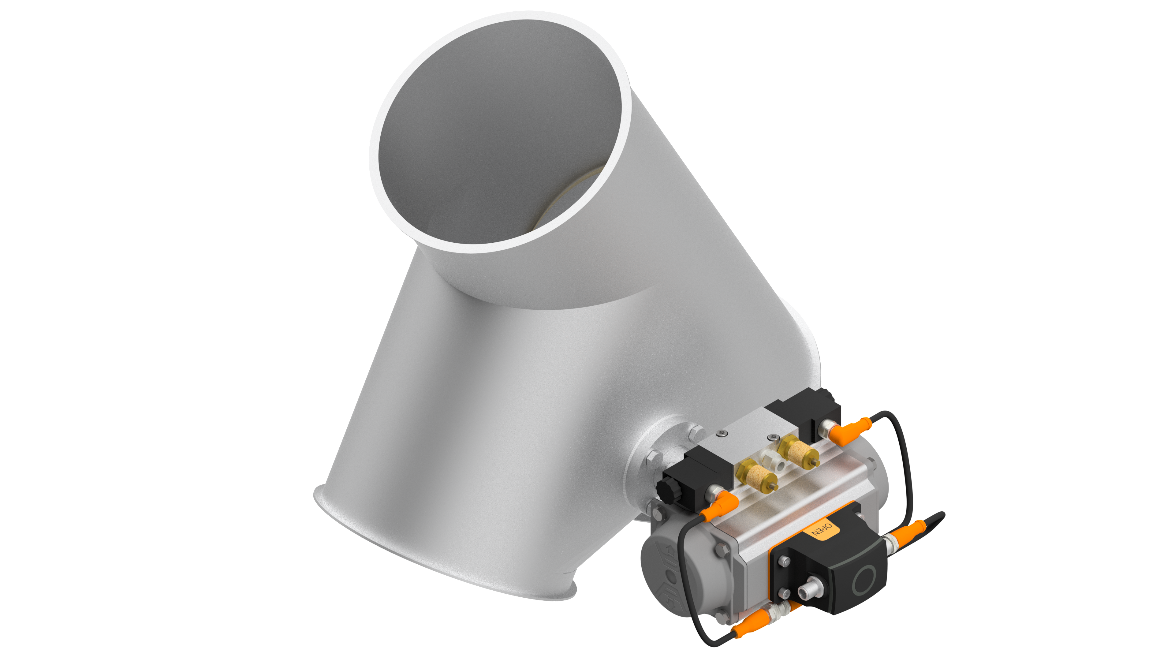 Two-way valve with flap seal, 1.0330, powder coated, with seal, ASY, rotary actuator