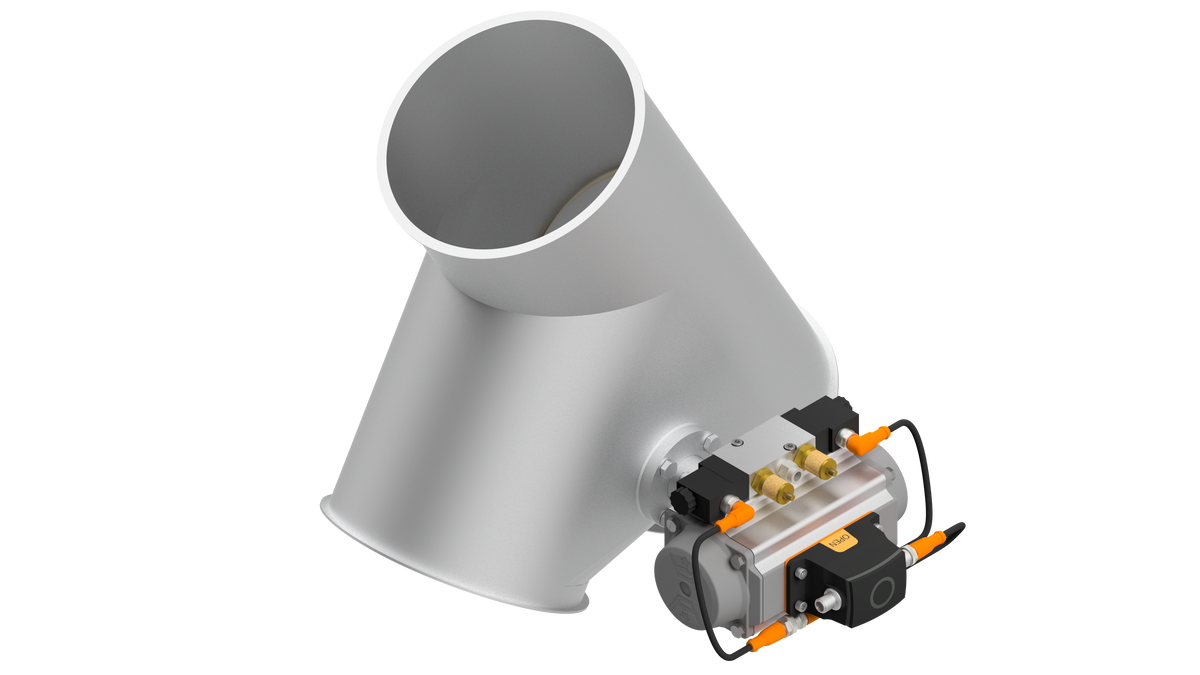 Two-way valve with flap seal, 1.0330, powder coated, ASY, rotary actuator