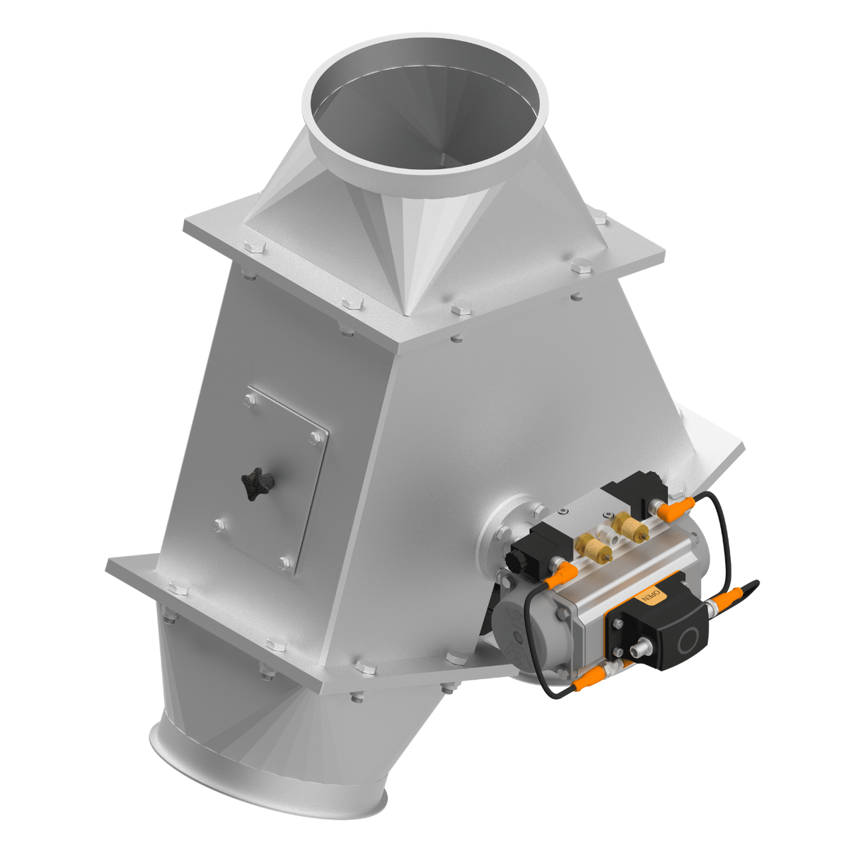 Modular two-way valve, 1.4301, blasted, with seal, MOD, rotary actuator