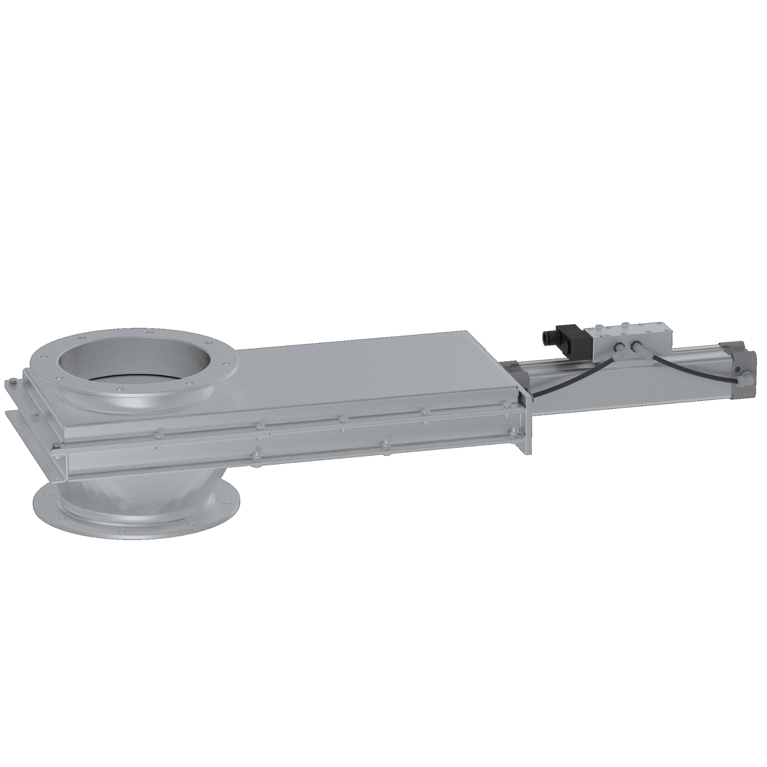 Pipe gate, 1.4301, blasted, lifting cylinder